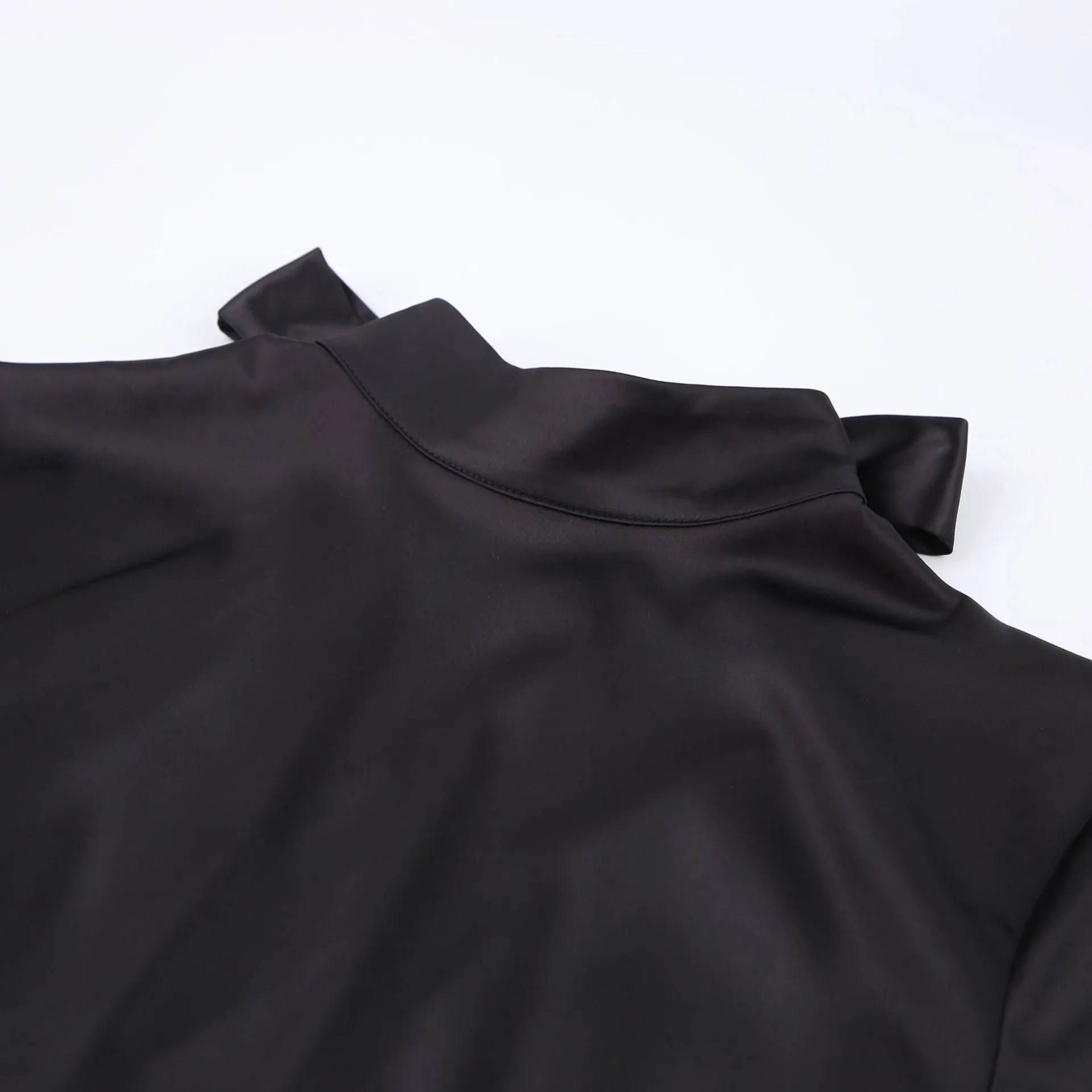 V-neck High Collar Satin Bodycon Mini Dresses