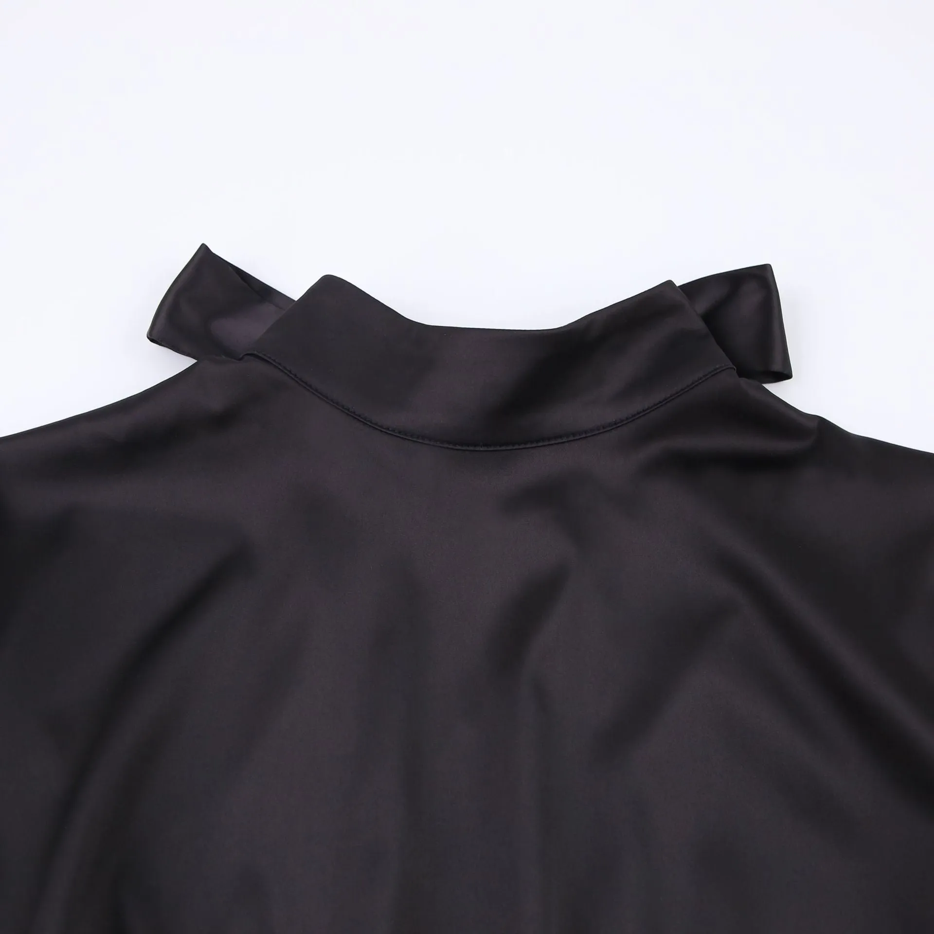 V-neck High Collar Satin Bodycon Mini Dresses