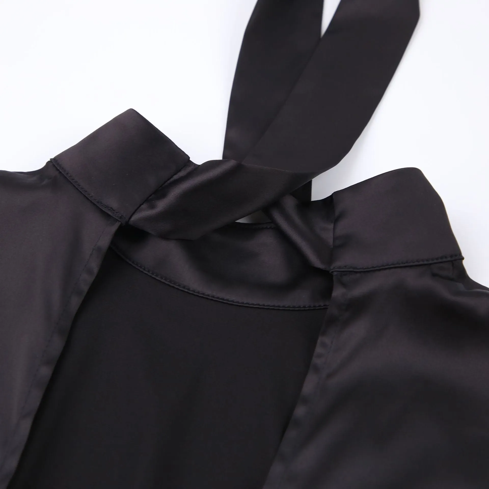 V-neck High Collar Satin Bodycon Mini Dresses