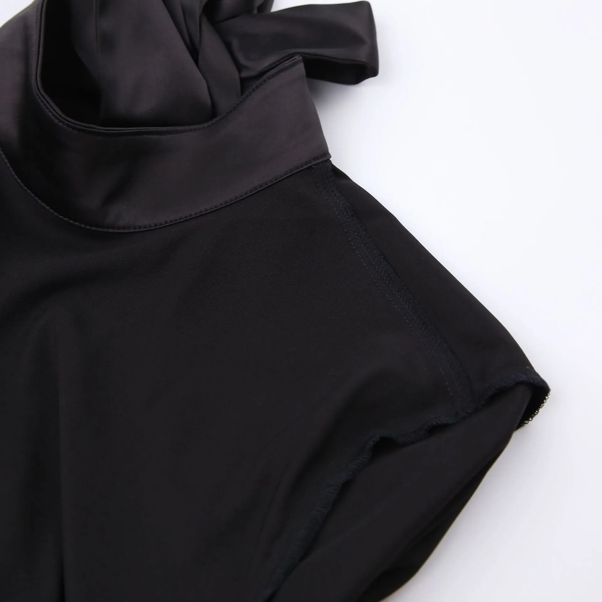 V-neck High Collar Satin Bodycon Mini Dresses