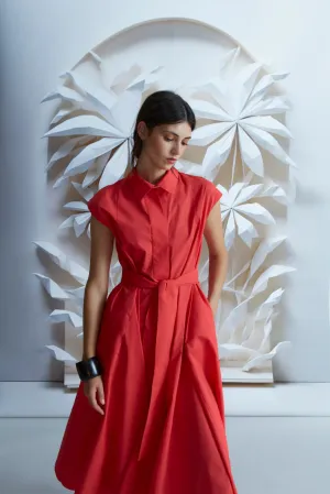 V-Neck Midi Shirt Dress