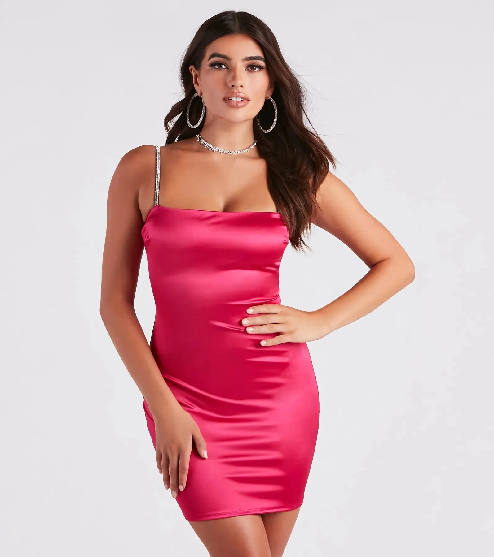 Va Va Voom Satin Rhine Strap Dress