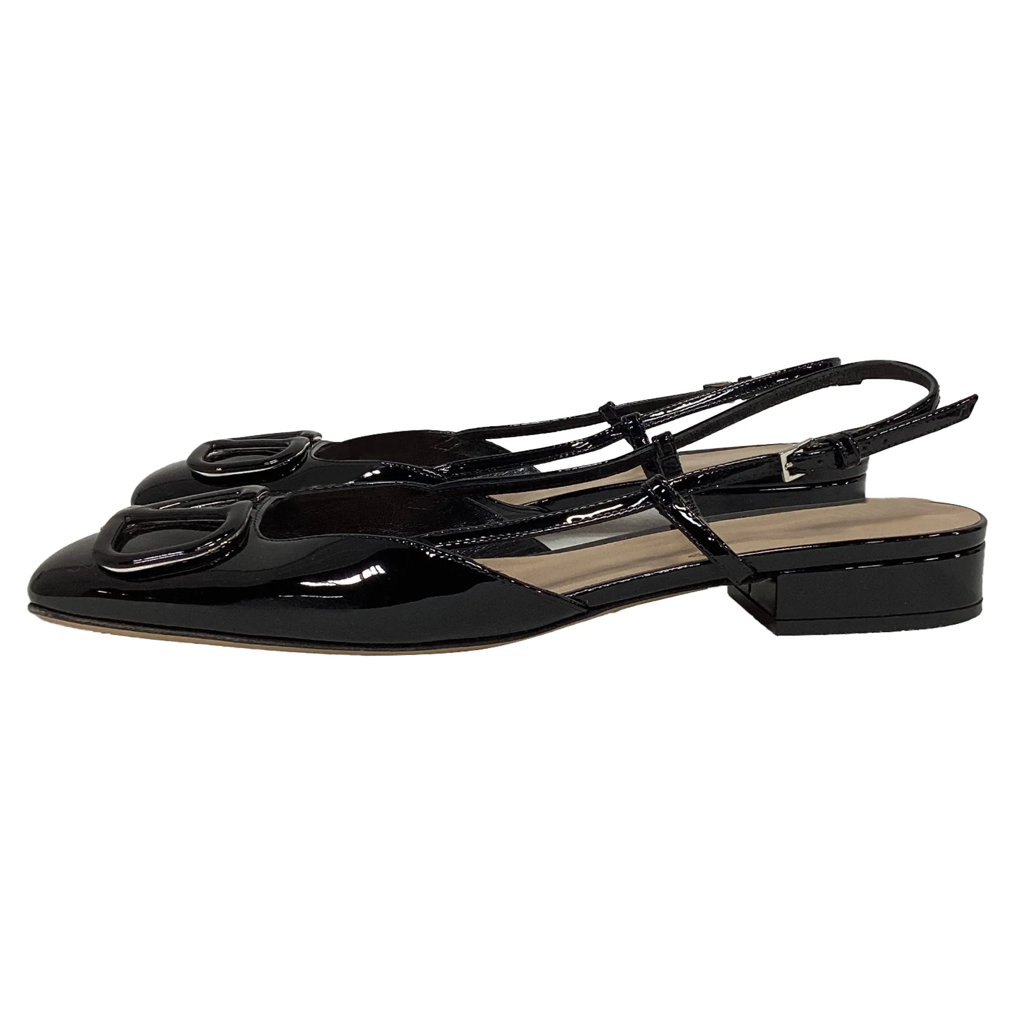 Valentino Garavani VLogo Ballet Flats in Black Leather