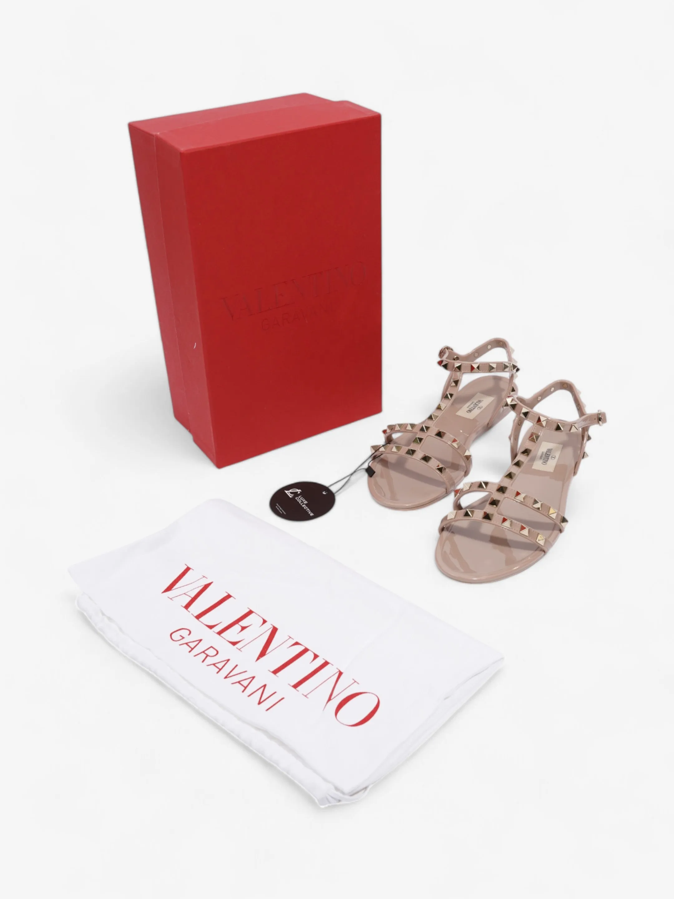 Valentino Rockstud Gladiator Sandals Blush Rubber EU 39 UK 6