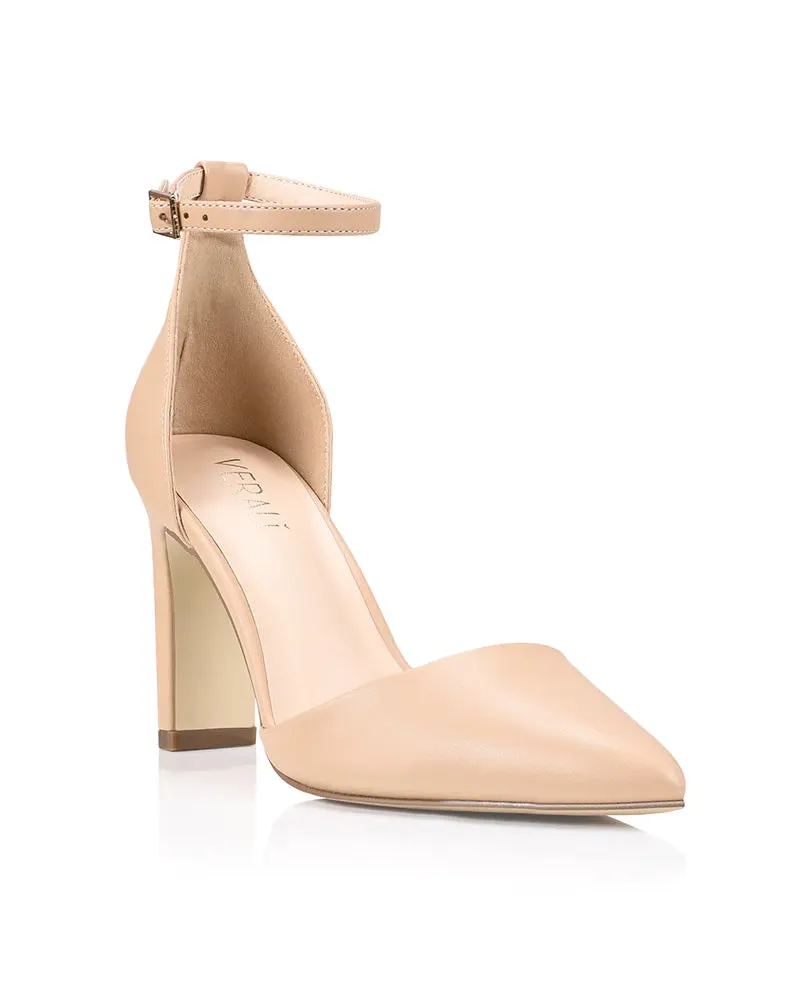 Verali Kitra Closed Toe Nude Shaved Block Heel