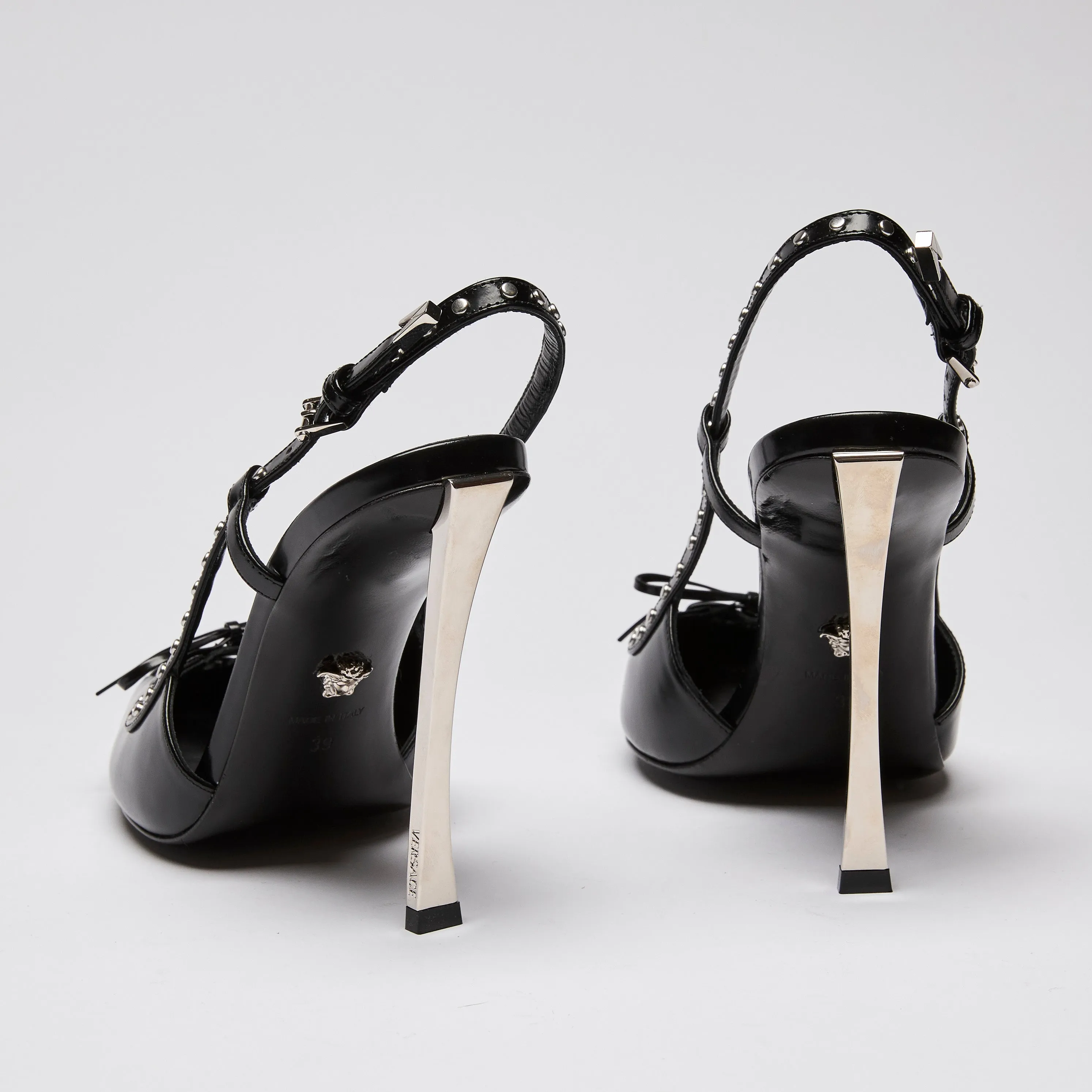 Versace x Dua Lipa Black Leather Corset Heels Size 39