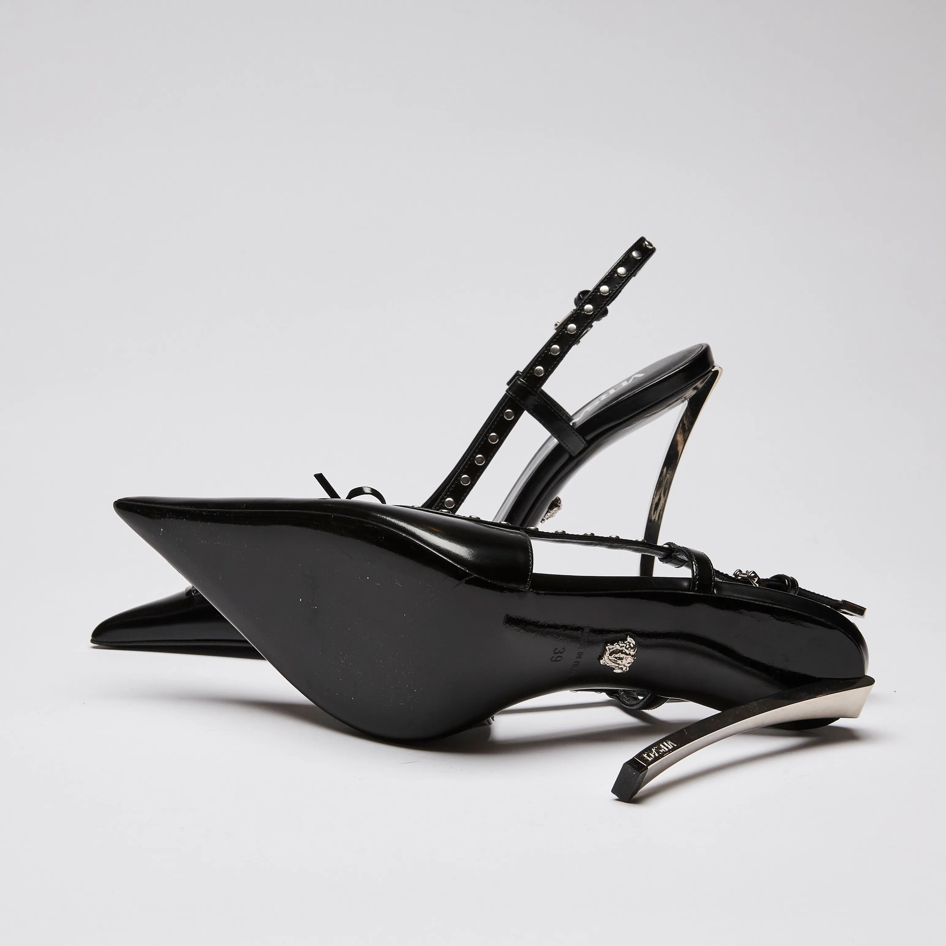 Versace x Dua Lipa Black Leather Corset Heels Size 39
