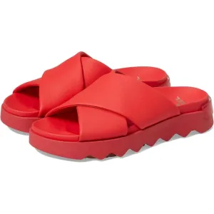 Viibe Red Glo Leather Crisscross Slide Sandals