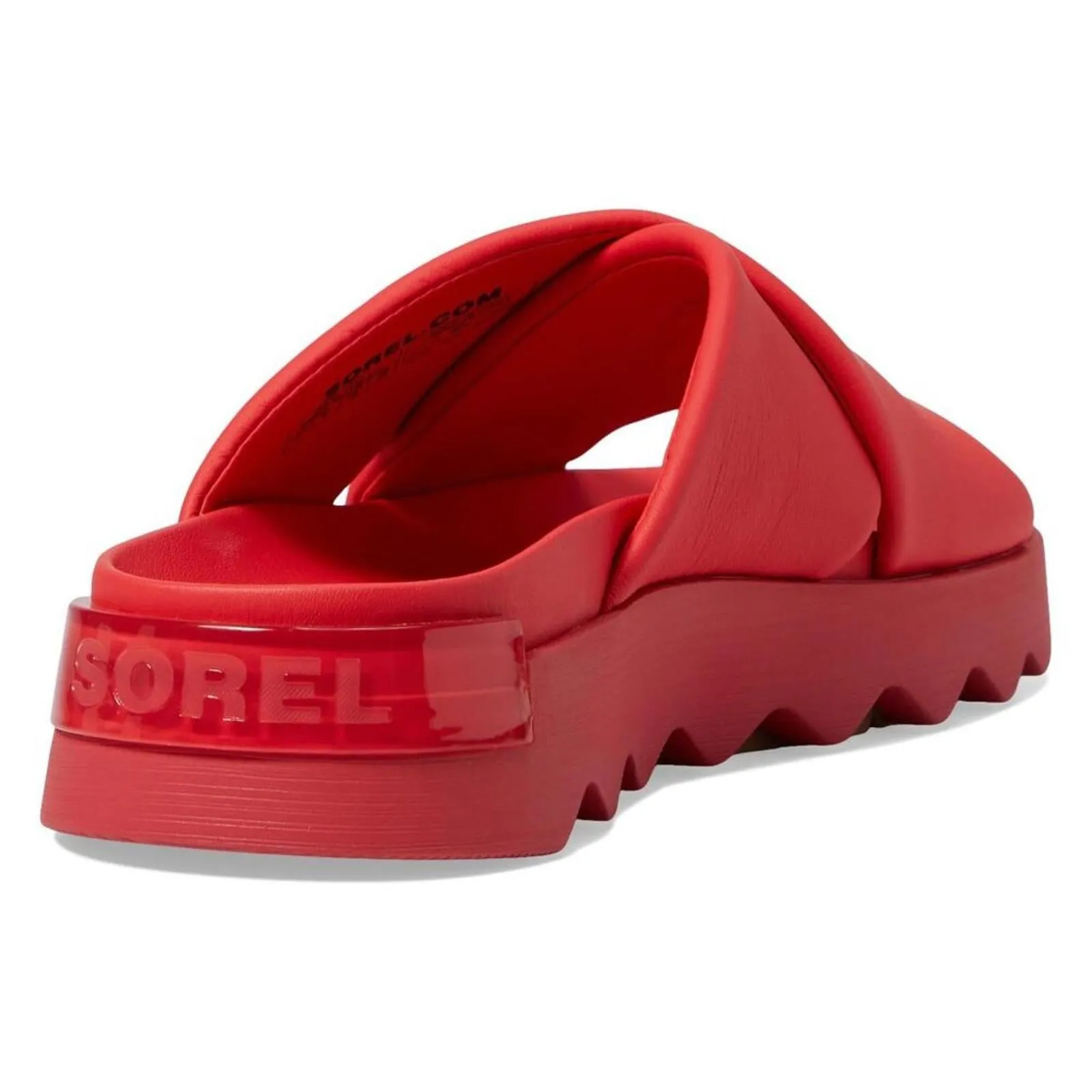 Viibe Red Glo Leather Crisscross Slide Sandals