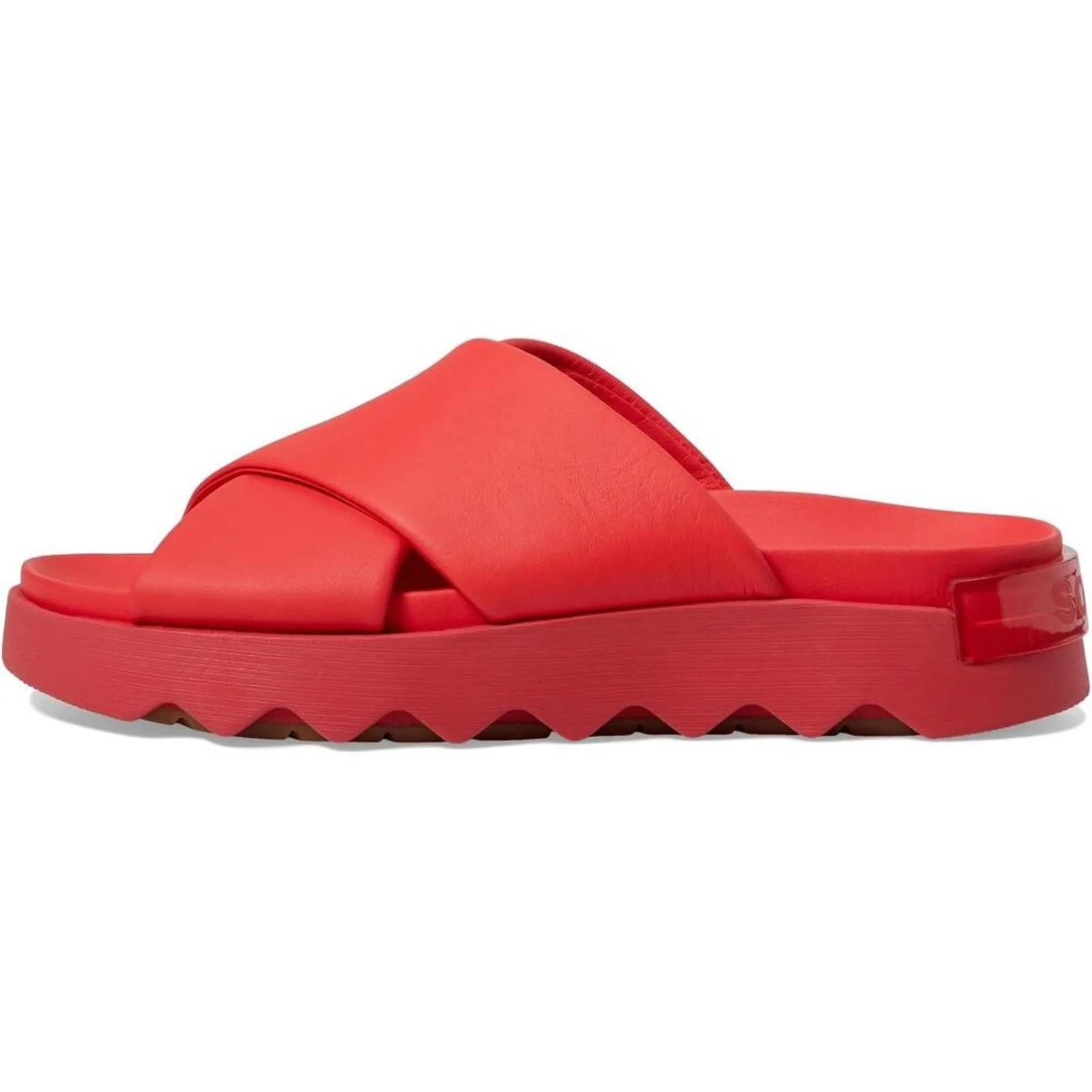 Viibe Red Glo Leather Crisscross Slide Sandals