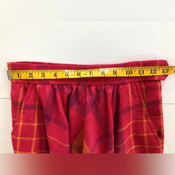 VTG 80s linen like slubbed silk/poly plaid bias midi skirt Liz Claiborne size 6
