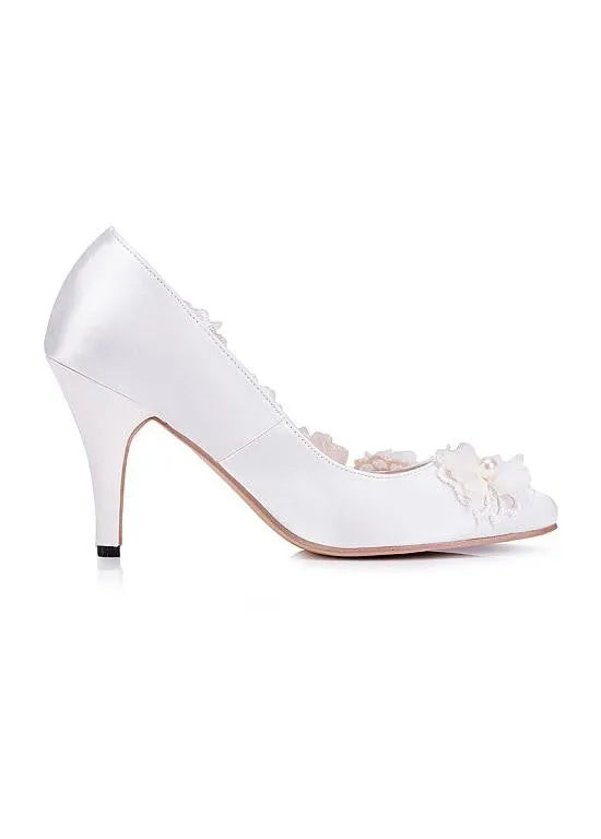 Wedding/ Bridal Party Shoes With Flowers & Pearls