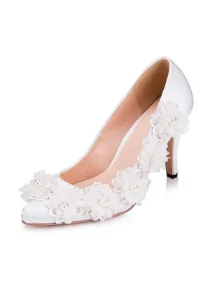 Wedding/ Bridal Party Shoes With Flowers & Pearls