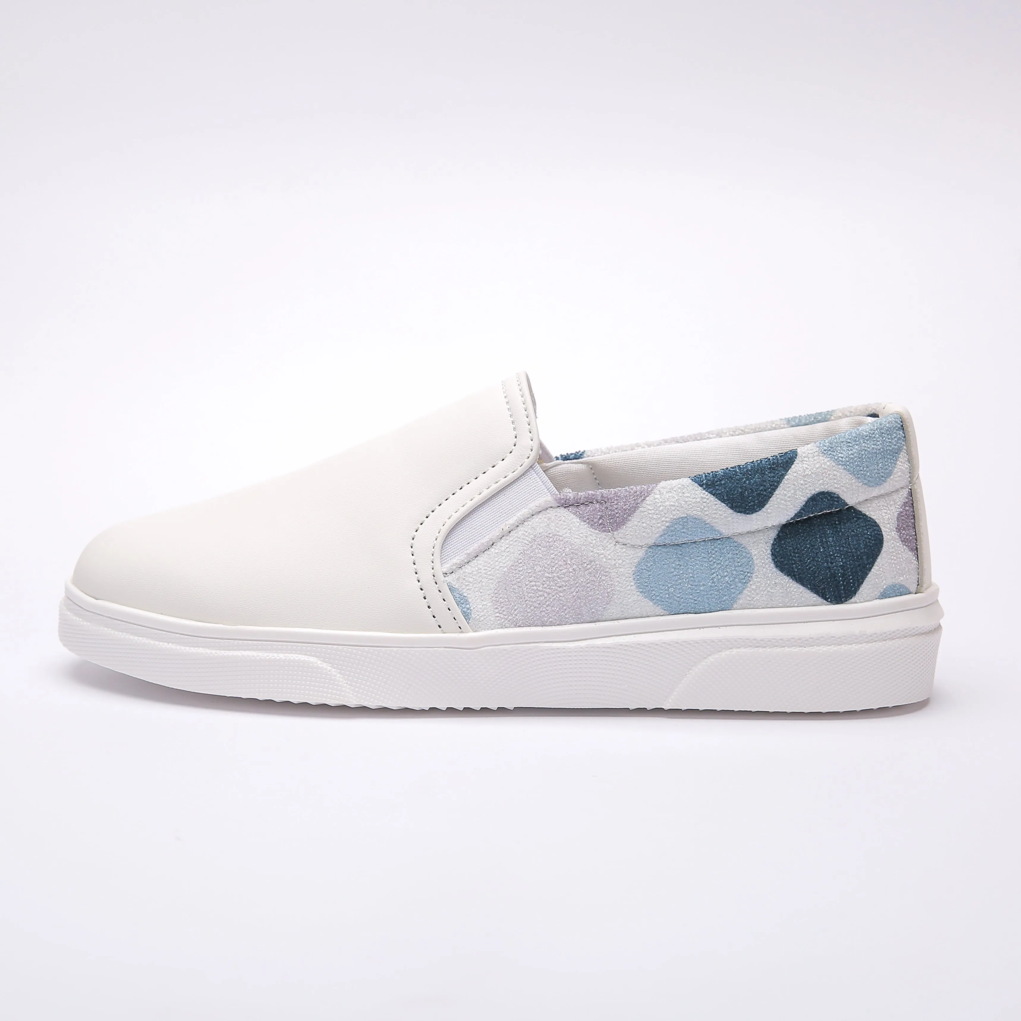 White and blue Slip On Sneakers