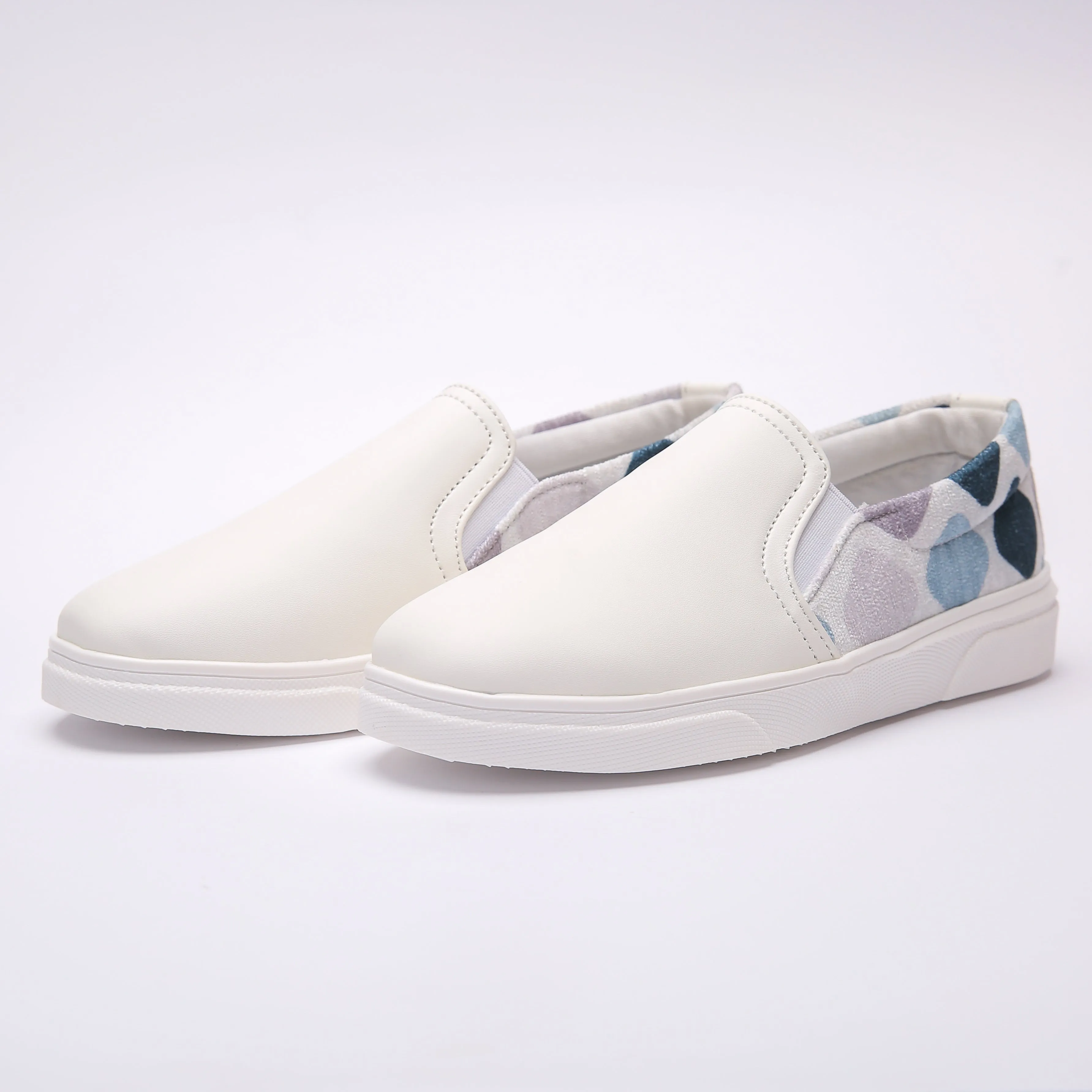 White and blue Slip On Sneakers