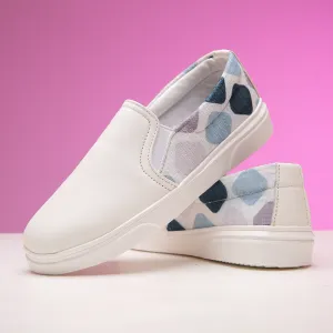 White and blue Slip On Sneakers