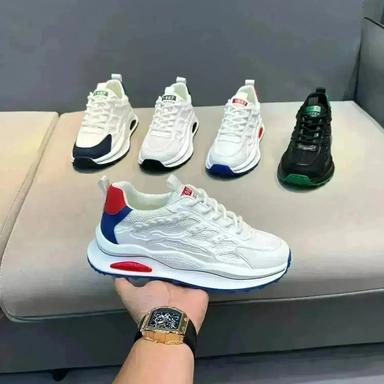 White Laceup Sneakers Fashion Breathable Mesh Flat Shoes Lightweight Versatile Casual Running Walking Shoes