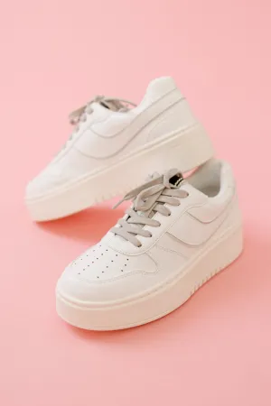White Satine Platform Sneakers