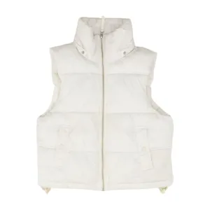 White Solid Puffer Vest