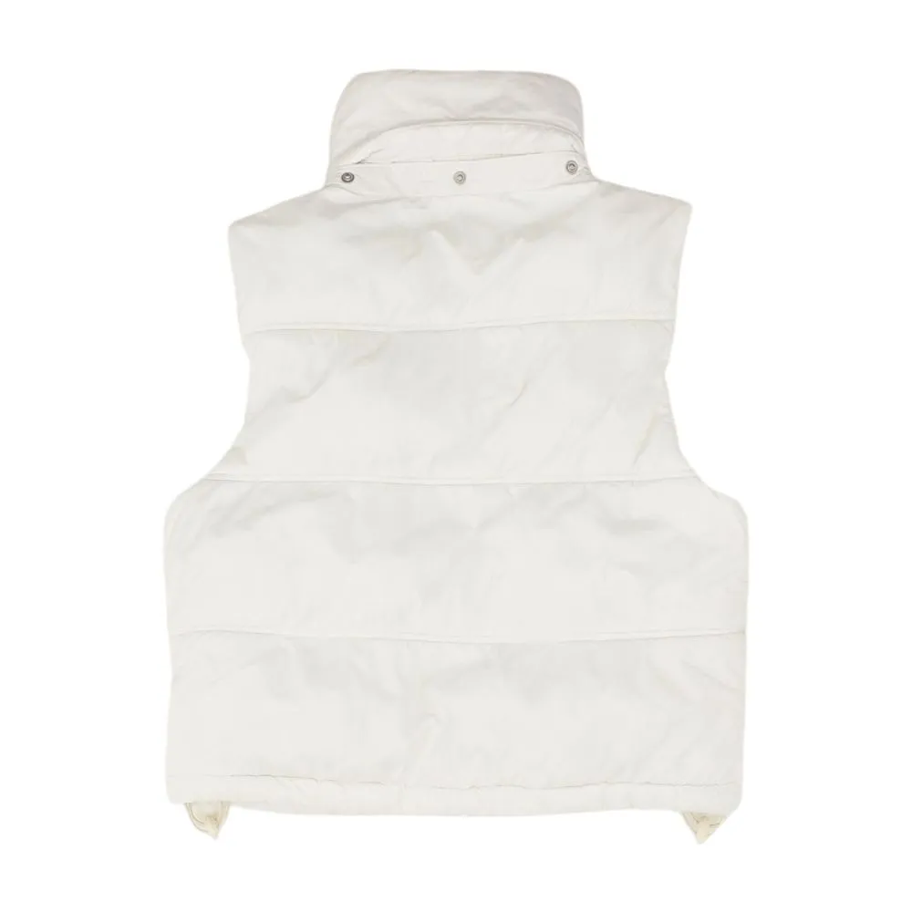White Solid Puffer Vest