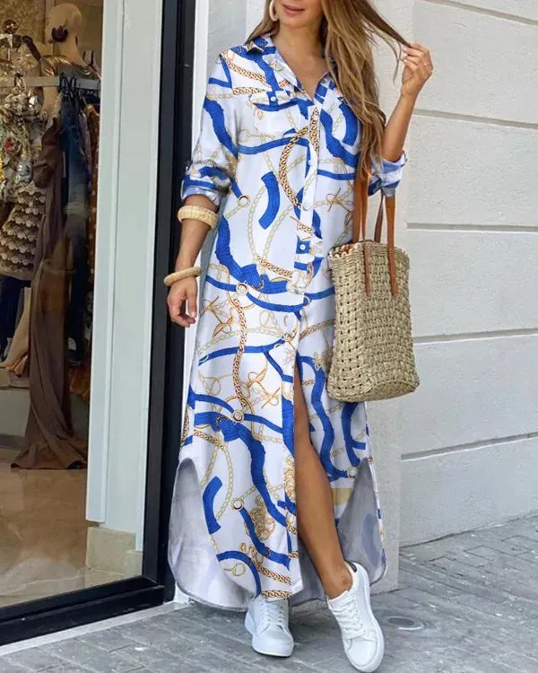 Women Fashionable Shirt-style Button Dress