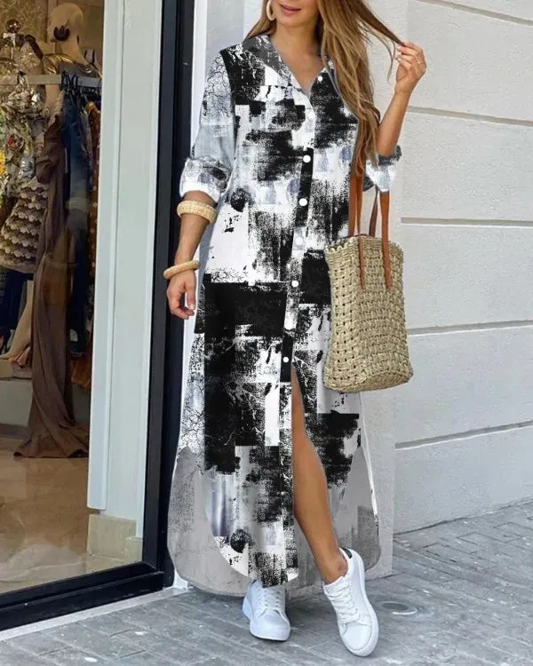 Women Fashionable Shirt-style Button Dress