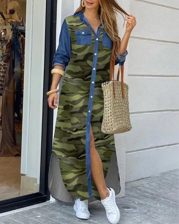 Women Fashionable Shirt-style Button Dress