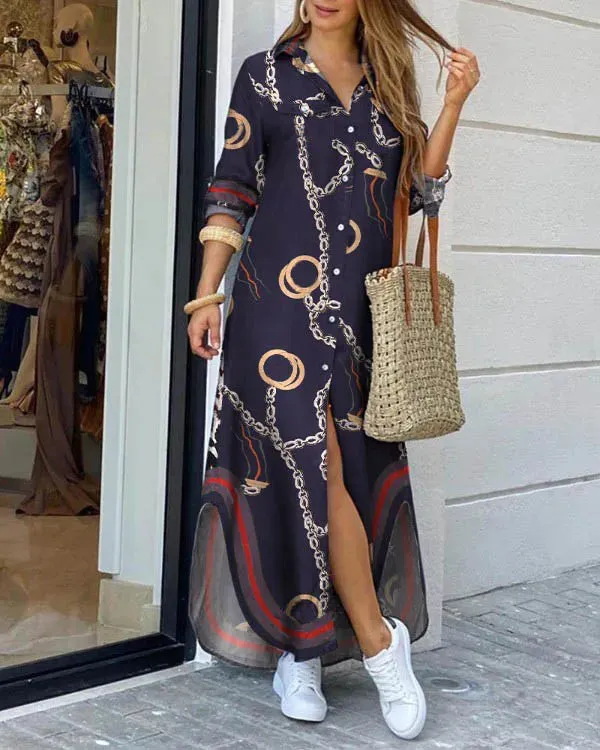 Women Fashionable Shirt-style Button Dress