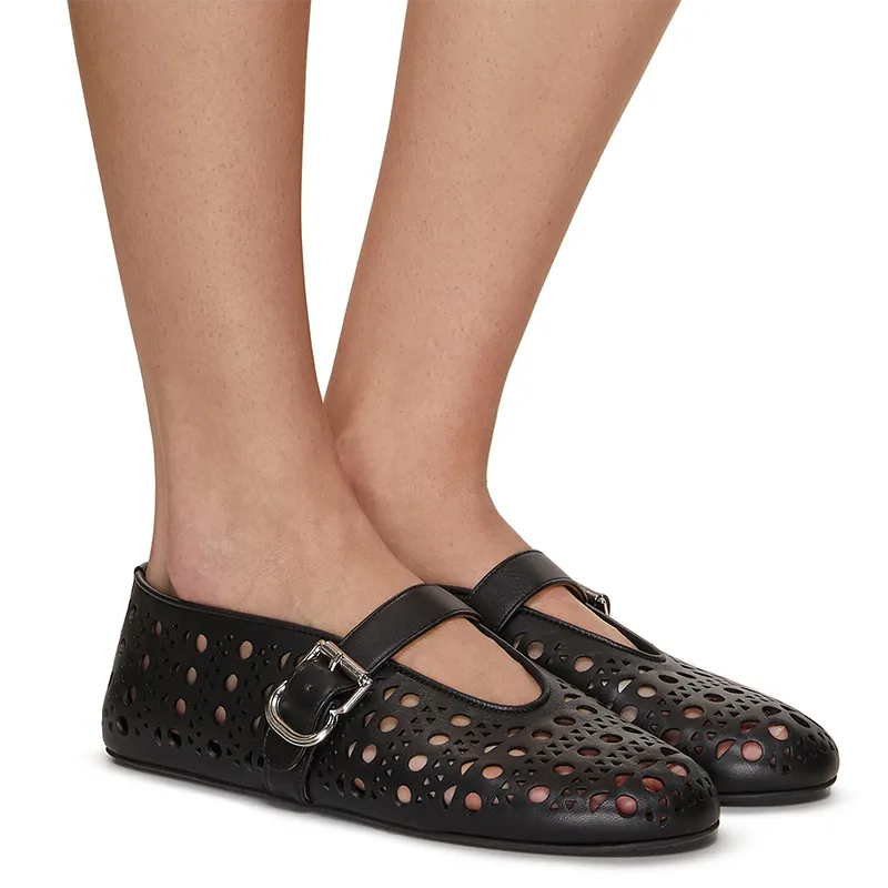 Women matte leather ballet flats