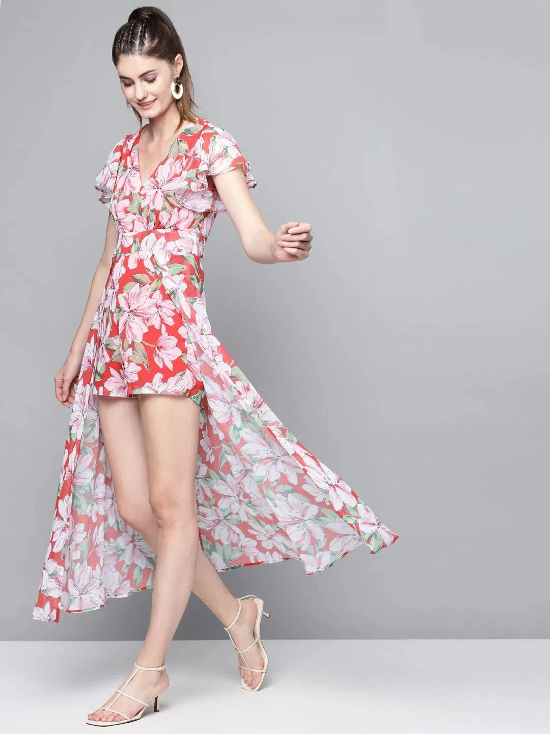 Women Printed Red Jumpsuits & Sets