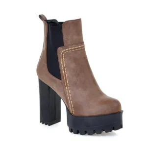 Women Round Toe Platform High Heels Boots