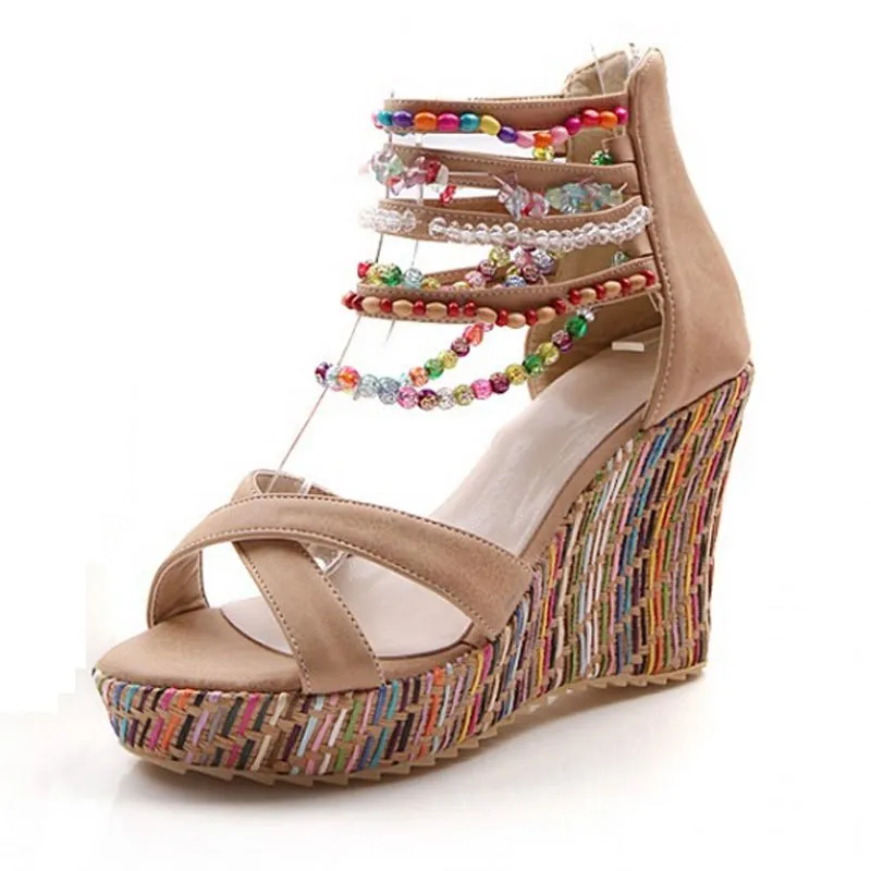 Women Summer Platform Sandals High Heels Shoes Ankle Strap