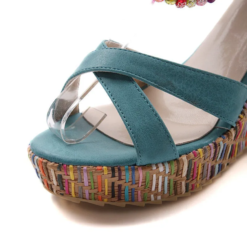 Women Summer Platform Sandals High Heels Shoes Ankle Strap