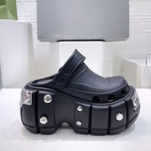 Women Thick Sole Platform Sandals Design Metal Rivet Hollow Out Shoes