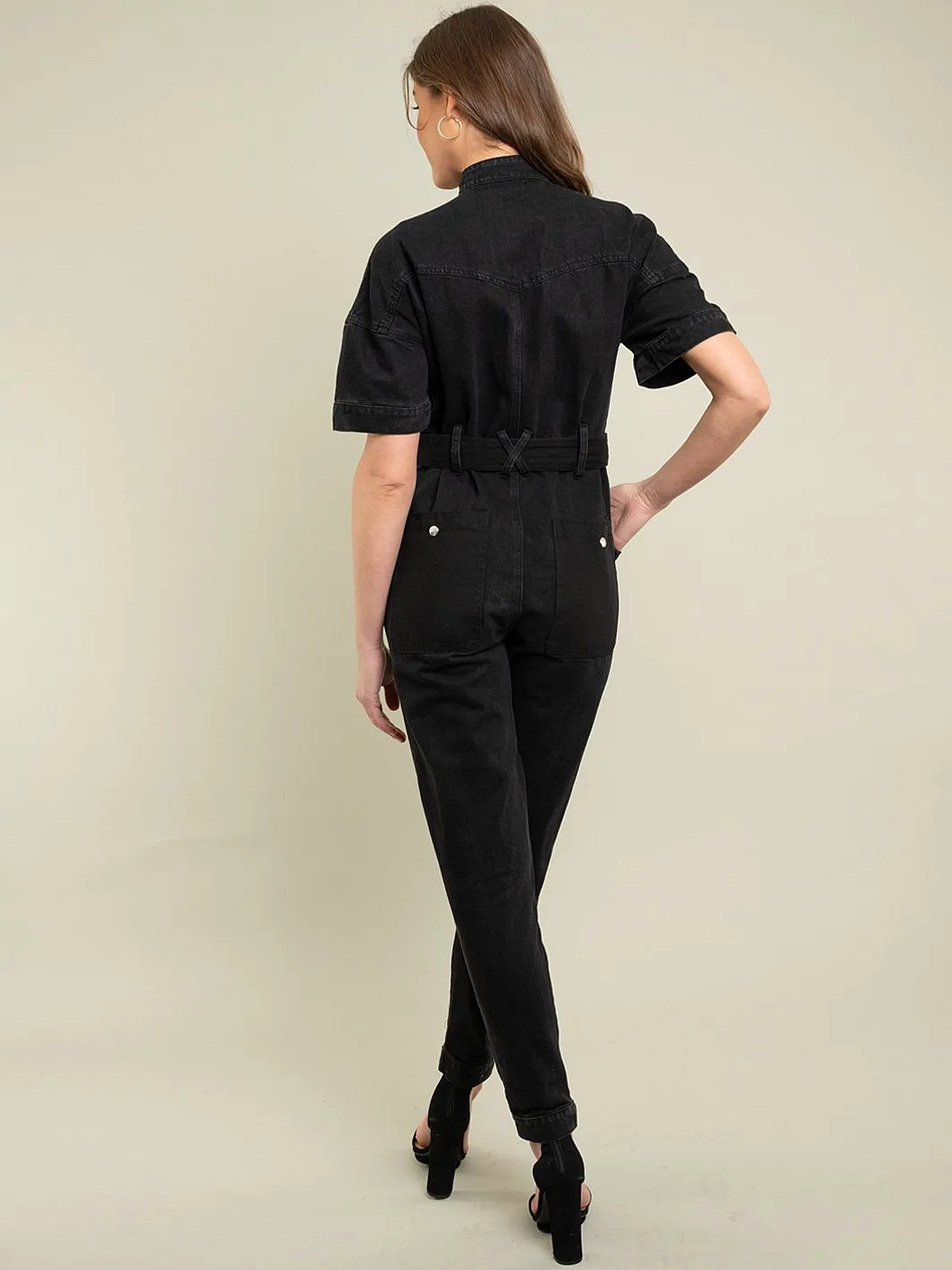 WOMENS BLACK DENIM JUMPSUIT