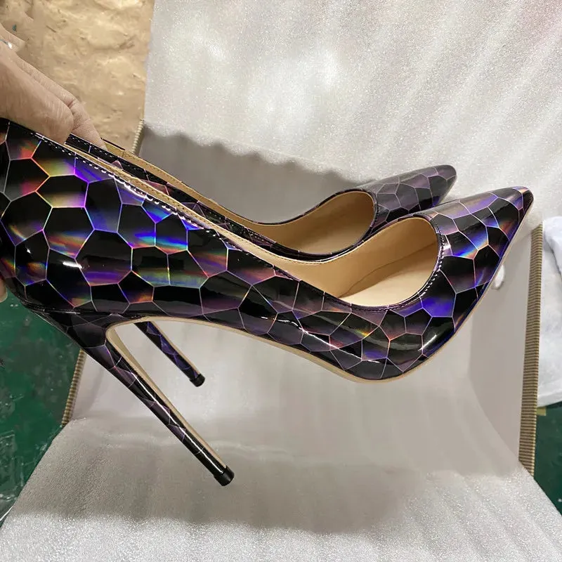 Women's Colored high heels lace less high heels
