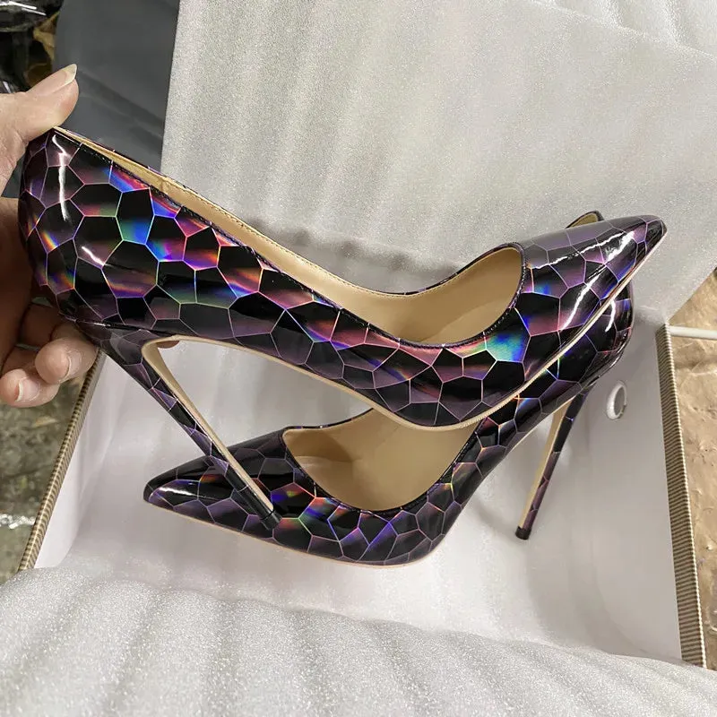 Women's Colored high heels lace less high heels