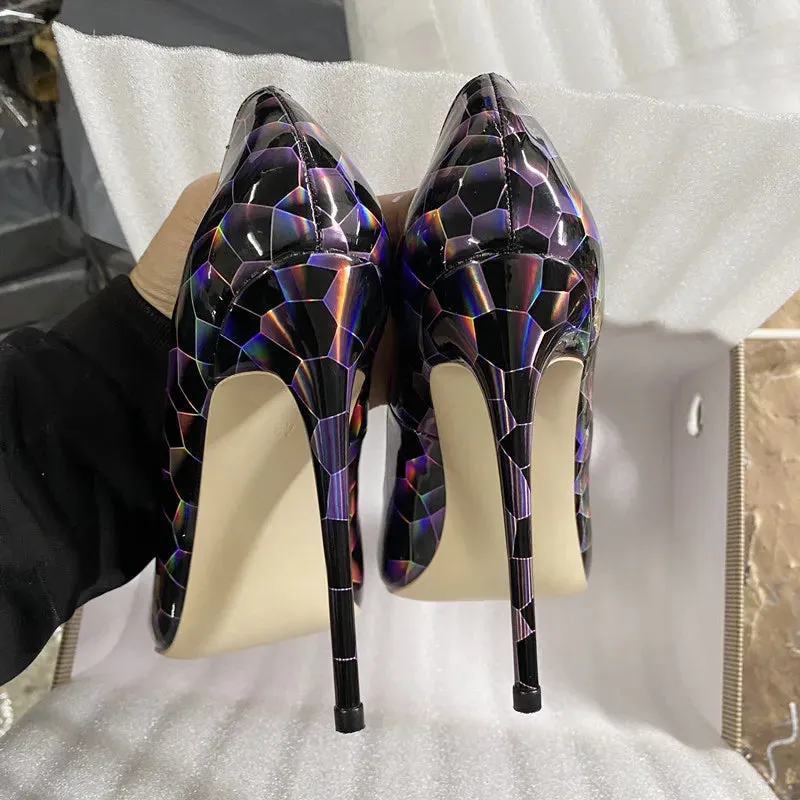 Women's Colored high heels lace less high heels