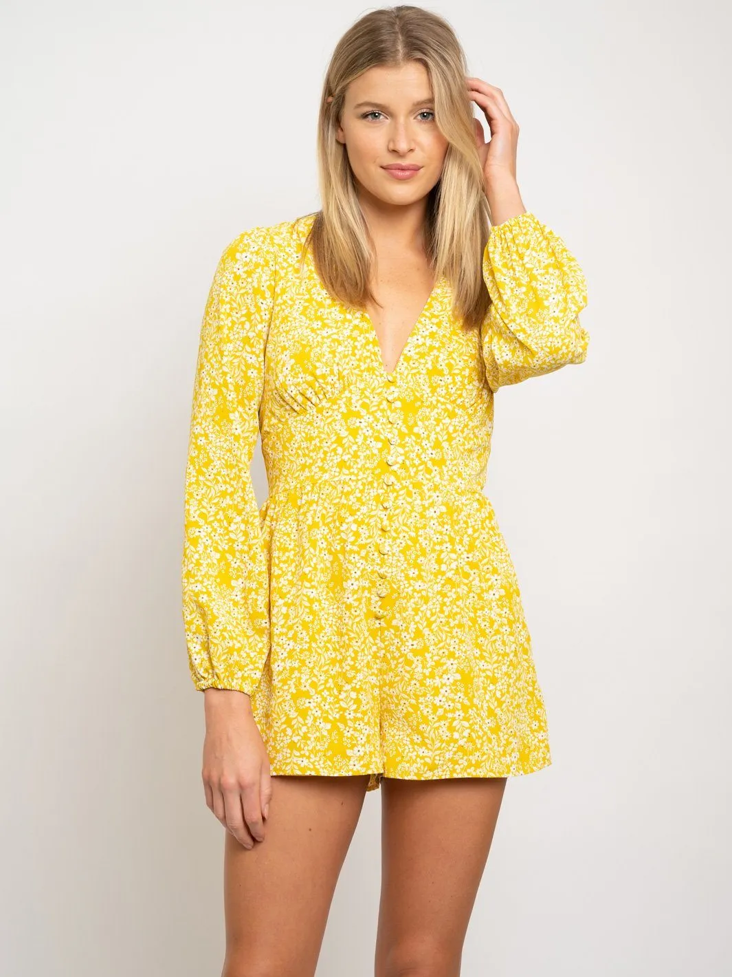 WOMEN'S FLORAL LONG SLEEVE ROMPER