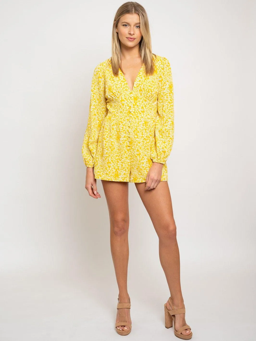 WOMEN'S FLORAL LONG SLEEVE ROMPER