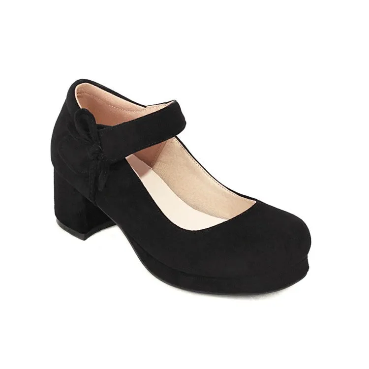 Women's Knot Chunky Heels Pumps Shoes