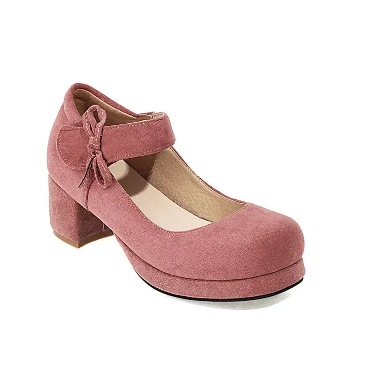 Women's Knot Chunky Heels Pumps Shoes
