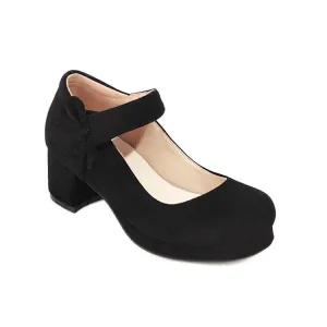 Women's Knot Chunky Heels Pumps Shoes