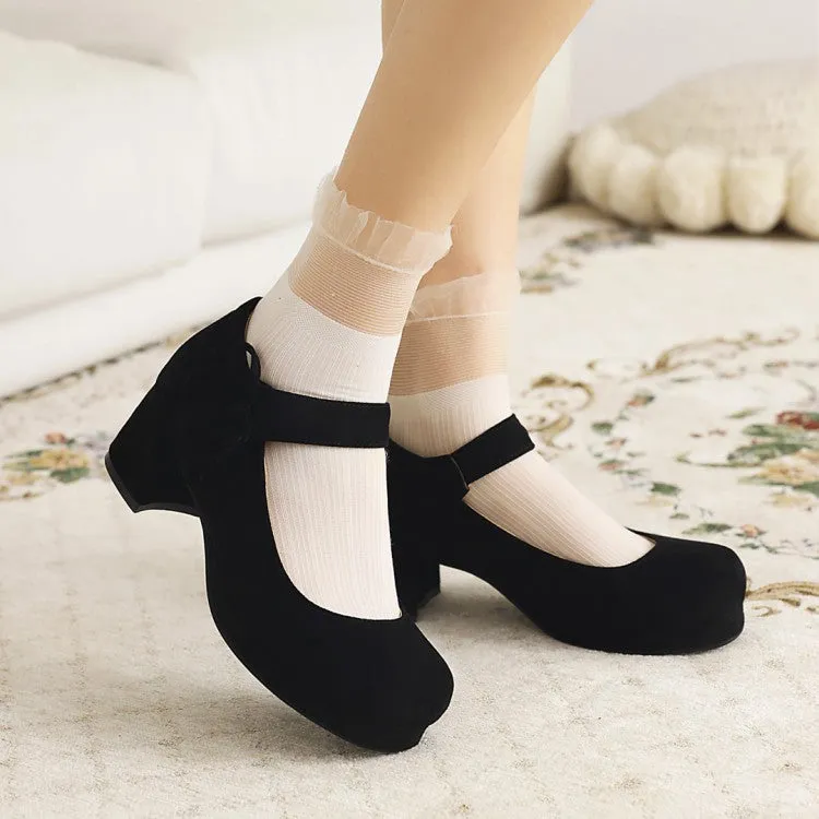 Women's Knot Chunky Heels Pumps Shoes