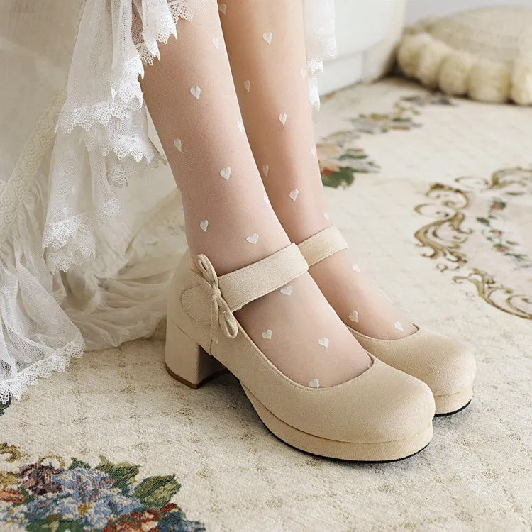 Women's Knot Chunky Heels Pumps Shoes