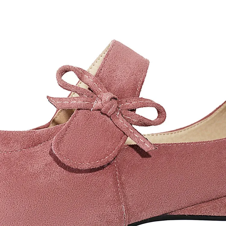 Women's Knot Chunky Heels Pumps Shoes