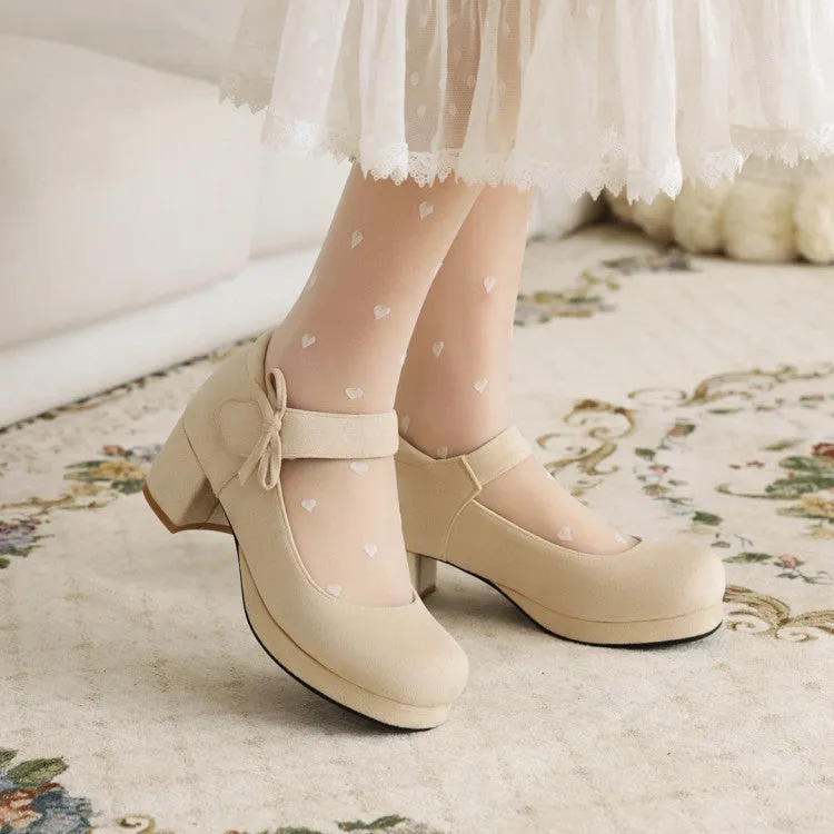 Women's Knot Chunky Heels Pumps Shoes