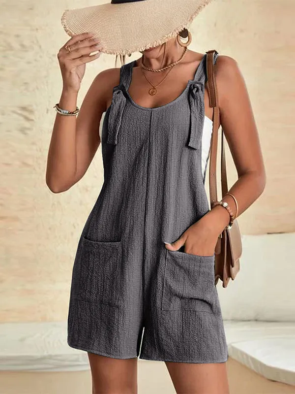 Women's Knotted Strap Casual Sleeveless Romper