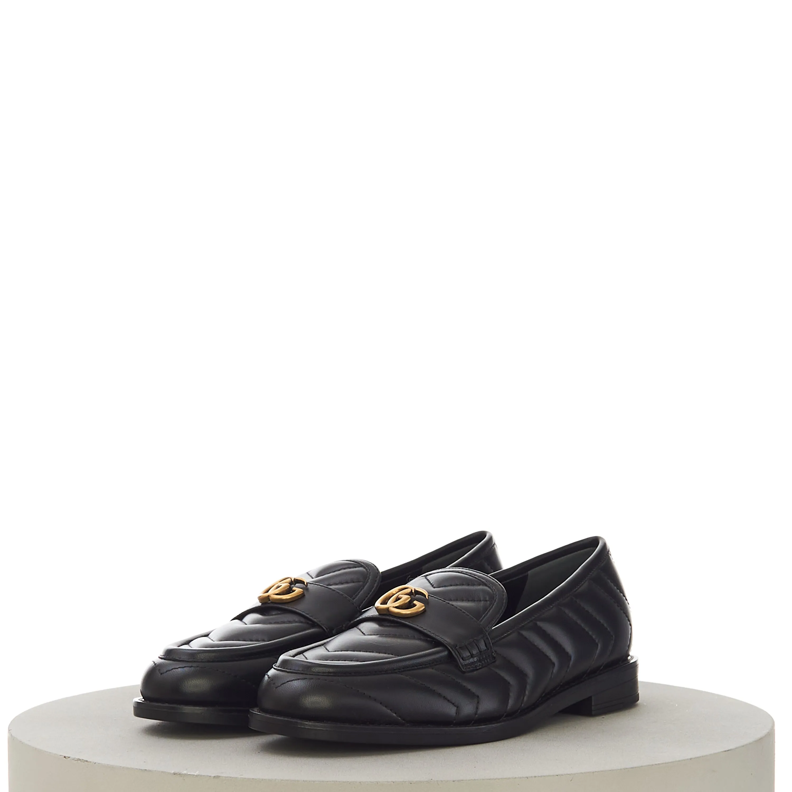 Women's Loafer With Double G In Black Leather