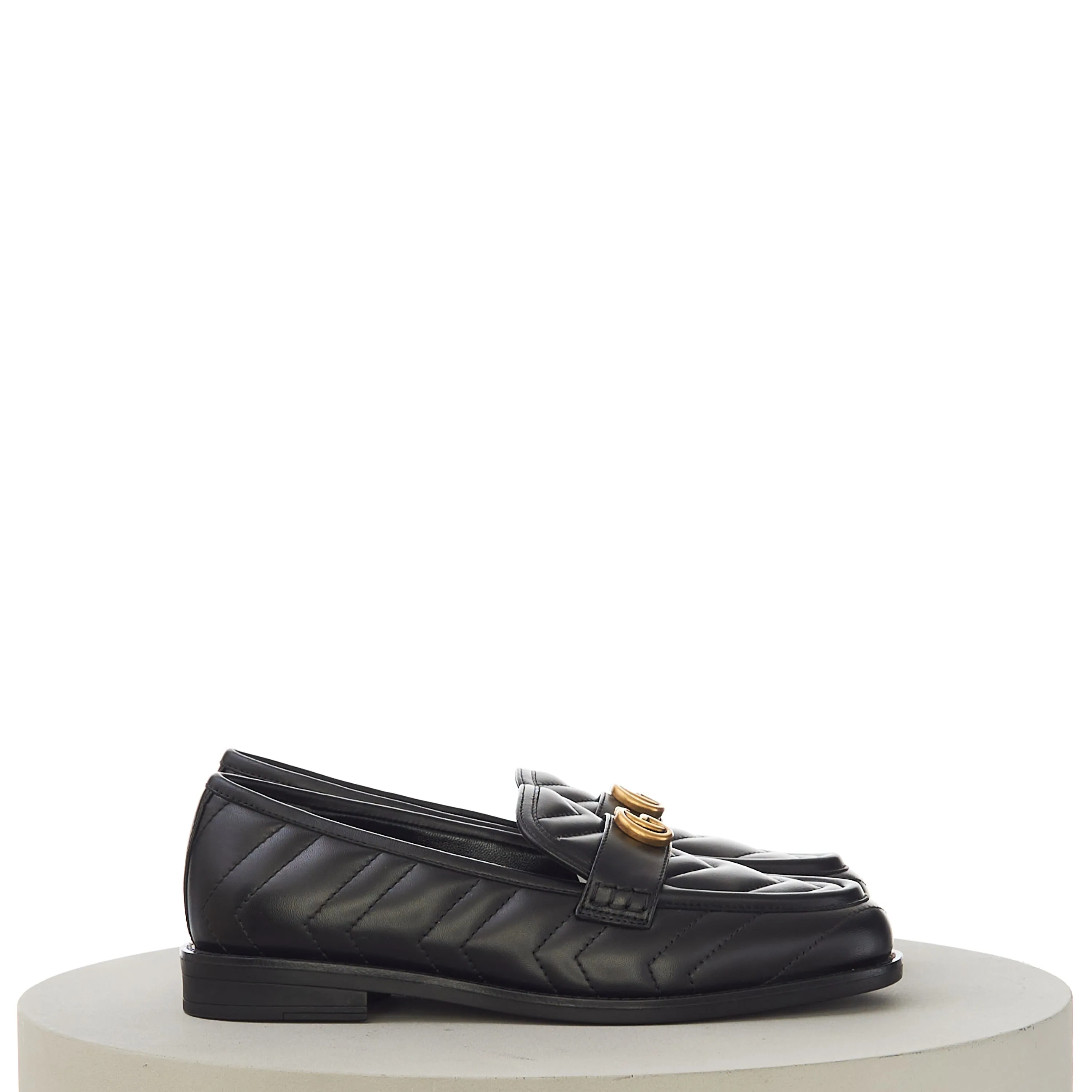Women's Loafer With Double G In Black Leather